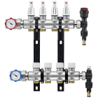 Distribuitor incalzire pardoseala, cu debitmetre, Rbm 2030.06.20, alama, filet interior, 4 cai, 1"