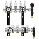 Distribuitor incalzire pardoseala, cu debitmetre, Rbm 2031.06.10, alama, filet interior, 5 cai, 1"