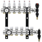 Distribuitor incalzire pardoseala, cu debitmetre, Rbm 2032.06.10, alama, filet interior, 6 cai, 1"