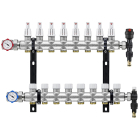 Distribuitor incalzire pardoseala, cu debitmetre, Rbm 2034.06.20, alama, filet interior, 8 cai, 1"