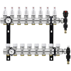 Distribuitor incalzire pardoseala, cu debitmetre, Rbm 2034.06.10, alama, filet interior, 8 cai, 1"