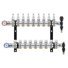 Distribuitor incalzire pardoseala, cu debitmetre, Rbm 2035.06.20, alama, filet interior, 9 cai, 1"