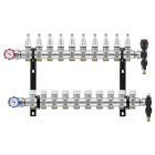 Distribuitor incalzire pardoseala, cu debitmetre, Rbm 2036.06.20, alama, filet interior, 10 cai, 1"
