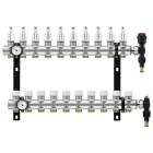 Distribuitor incalzire pardoseala, cu debitmetre, Rbm 2036.06.10, alama, filet interior, 10 cai, 1"