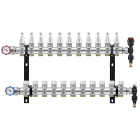 Distribuitor incalzire pardoseala, cu debitmetre, Rbm 2037.06.20, alama, filet interior, 11 cai, 1"