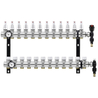 Distribuitor incalzire pardoseala, cu debitmetre, Rbm 2038.06.10, alama, filet interior, 12 cai, 1"