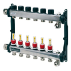 Distribuitor incalzire pardoseala, cu debitmetre, TECEfloor 77310006, otel, filet interior, 6 cai, 1"