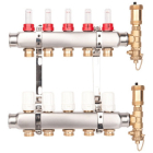Distribuitor incalzire pardoseala, cu debitmetre, Valvex Base K5, inox, filet interior, 5 cai, 1"