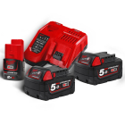 Incarcator rapid + 3 acumulatori, Milwaukee M18 NRG-502 4933459217, Li-Ion, 12 / 2 x 18 V