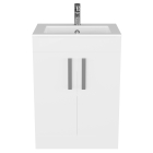 Masca baie + lavoar Savini Due Napoli 60W, cu usi, alb, 60.5 x 36.3 x 84.6 cm
