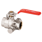 Robinet cu bila Valvex Onyx, cu buson si supapa de evacuare, alama nichelata, filet interior-interior, DN 15, cu maneta otel