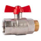 Robinet de inchidere cu sfera Herz Heavy, alama nichelata, filet interior-exterior, 3/8”, PN 63, maner fluture