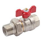 Robinet de trecere cu bila, alama, cu racord olandez, filet interior-exterior, DN 20, PN 30, maner fluture