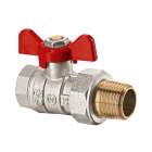 Robinet de trecere cu bila Valvex Onyx, alama nichelata, cu racord olandez, 1/2, PN40, maner fluture