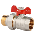 Robinet de trecere cu bila Valvex Oro, alama, cu racord olandez, 1/2, PN16, maner fluture