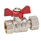 Robinet de trecere cu bila Valvex Spin, alama nichelata, cu racord semiolandez, filet interior-interior, 3/4"-3/4", PN25, maner fluture