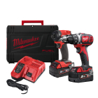 Set scule electrice Milwaukee M18, masina de insurubat cu impact M18 FID3-502X + masina de gaurit / insurubat M18 BDD-0, cu 2 acumulatori, 18 V