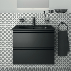 Masca baie + lavoar Ideal Standard Tesi, cu sertare, negru mat, montaj suspendat, 62.5 x 45 x 51 cm