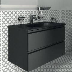 Masca baie + lavoar Ideal Standard Tesi, cu sertare, negru mat, montaj suspendat, 82.5 x 45 x 51.2 cm