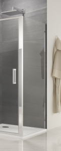 Perete lateral fix SanSwiss Ocelia 90 x 190 cm, sticla transparenta, profil slefuit lucios, OCEF0905007
