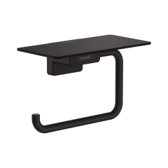 Suport pentru hartie igienica cu etajera, Hansgrohe AddStoris 41772670, finisaj negru mat