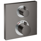 Baterie baie pentru cada / dus, Hansgrohe Ecostat Square 15714340, cu termostat, montaj incastrat, finisaj negru crom periat
