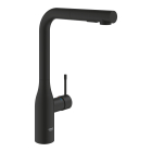 Baterie bucatarie, cu dus extractibil, Grohe Essence 30504KF0, stativa, monocomanda, finisaj negru mat