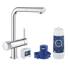 Baterie bucatarie, pipa inalta, dus extractibil Grohe Blue Pure Minta 30382000 + kit starter filtrare apa