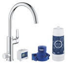 Baterie bucatarie, pipa inalta, Grohe Blue Pure Eurosmart 30383000 + kit starter filtrare apa