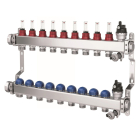 Colector distribuitor din inox Purmo, cu debitmetre, 1" 9 iesiri, 3/4" eurocon, fbwmsst0940142p0