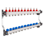 Distribuitor incalzire pardoseala, cu debitmetre, Kan-therm InoxFlow, inox, filet interior, 11 cai, 1"