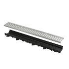 Rigola plastic Alcadrain AVZ112-R102, exterioara, pentru scurgere apa pluviala, cu gratar otel zincat si barete, A15, 1000 x 137 x 60 mm
