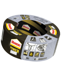 Banda adeziva pentru reparatii, Moment Power Tape, polietilena + panza, argintiu, 48 mm x 50 m