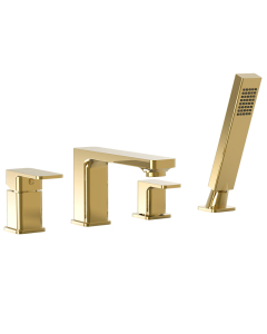 Baterie baie cada/dus, Valvex Loft Gold 2455870, monocomanda, montaj pe cada, finisaj auriu lucios