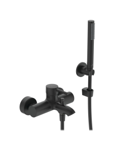 Baterie baie cada/dus, Ideal Standard Ceraline, monocomanda, montaj aplicat, finisaj negru mat + accesorii