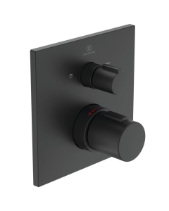 Baterie baie incastrata cu termostat, pentru cada/dus, Ideal Standard Ceratherm C100 A7522XG, monocomanda, finisaj negru mat