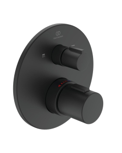 Baterie baie incastrata cu termostat, pentru cada/dus, Ideal Standard Ceratherm T100 A5814XG, monocomanda, finisaj negru mat