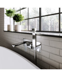 Baterie baie incastrata, pentru cada-dus, Ferro Square BAQ11P, monocomanda, finisaj cromat + accesorii