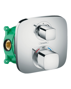 Baterie baie pentru cada / dus, Hansgrohe Ecostat E 15708000 + iBox 01800180, cu termostat, montaj incastrat, finisaj cromat