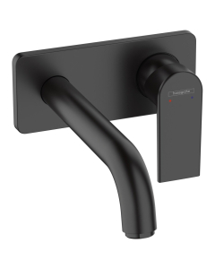 Baterie baie pentru lavoar, Hansgrohe Vernis Shape 71578670, pipa 20.5 cm, montaj incastrat, monocomanda, finisaj negru mat