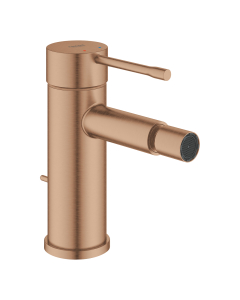 Baterie bideu Grohe Essence 32935DL1, 3/8'', monocomanda, marimea S, cartus ceramic, limitator, aerator cu bila, set evacuare cu tija, mat, cupru
