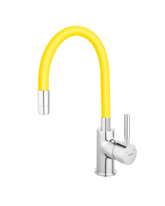 Baterie bucatarie, pipa flexibila, Ferro Zumba BZA4C, stativa, monocomanda, finisaj galben lamaie/crom