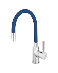 Baterie bucatarie, pipa flexibila, Ferro Zumba BZA4L, stativa, monocomanda, finisaj albastru/crom