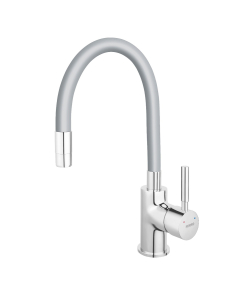 Baterie bucatarie, pipa flexibila, Ferro Zumba BZA4S, stativa, monocomanda, finisaj argintiu/crom