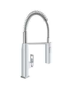 Baterie bucatarie, pipa inalta, flexibila, Grohe Eurocube 31395000, stativa, monocomanda, finisaj cromat
