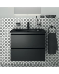 Masca baie + lavoar Ideal Standard Tesi, cu sertare, negru mat, montaj suspendat, 62.5 x 45 x 51 cm 