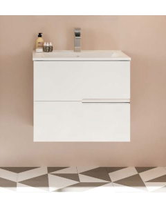 Masca baie + lavoar Savini Due Eva, cu sertare, alb, suspendat, 60 x 47 x 53 cm