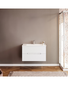 Masca baie + lavoar Savini Due Iris, cu sertare, alb, suspendat, 60 x 47 x 53 cm