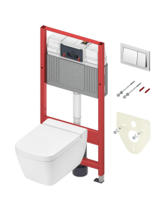 Pachet rezervor apa, incastrat, TECE Base 9400013, clapeta de actionare, vas WC, capac, sistem de fixare si izolatie fonica incluse