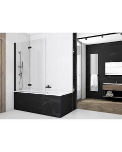 Paravan cada, pliabil, SanSwiss Solino, 90 x 150 cm, sticla transparenta, profil negru